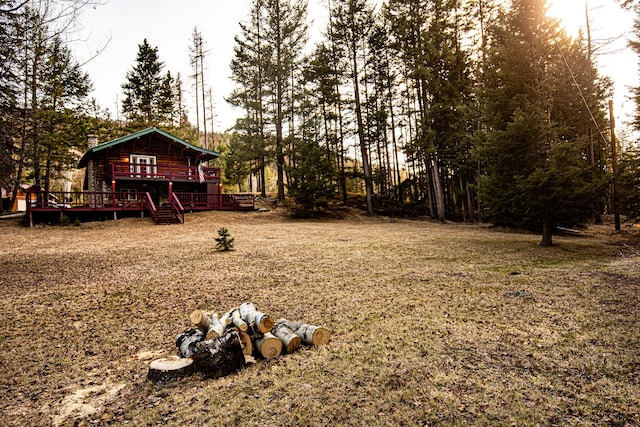 2025 Emmons Canyon Rd, Kila, MT 59920 - view of yard featuring a wooden deck