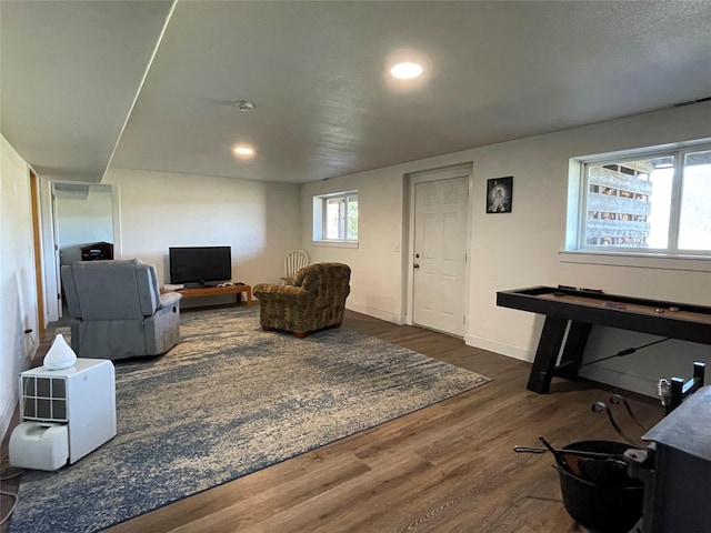 398 Little Beaver Creek Rd, Trout Creek, MT 59874 - living room featuring baseboards, wood finished floors, and recessed lighting