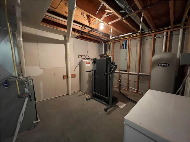 398 Little Beaver Creek Rd, Trout Creek, MT 59874 - unfinished below grade area featuring water heater, washer / clothes dryer, and electric panel