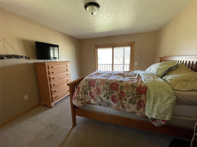 398 Little Beaver Creek Rd, Trout Creek, MT 59874 - bedroom with carpet, a textured ceiling, and access to exterior