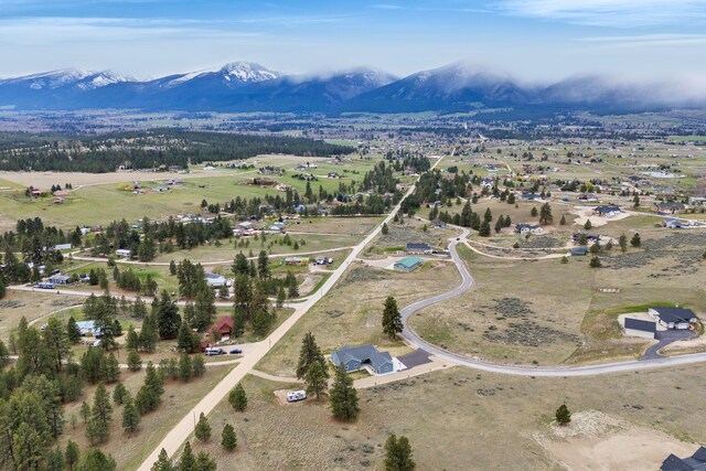 view of road with a rural view, driveway, and a mountain view