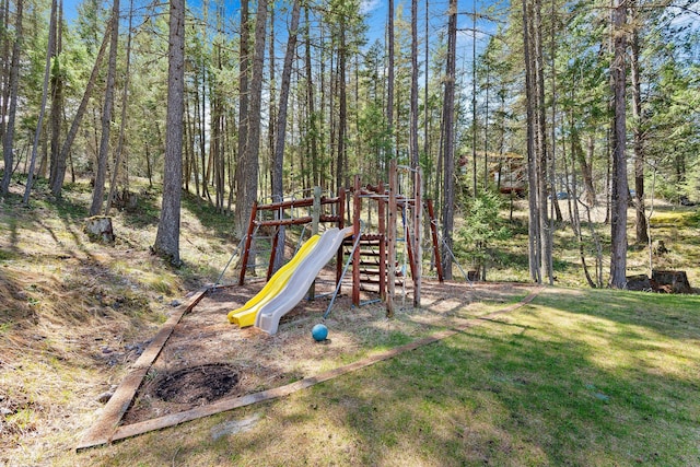 view of play area with a lawn