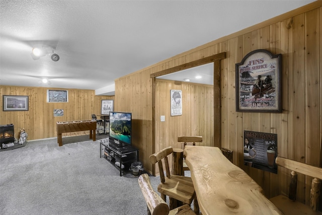 3404 Jasper Rd, Great Falls, MT 59404 - carpeted living room featuring wooden walls