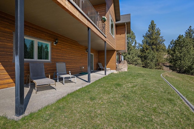 160 Jackson Creek Rd, Clancy, MT 59634 - view of grassy yard featuring a patio and a balcony
