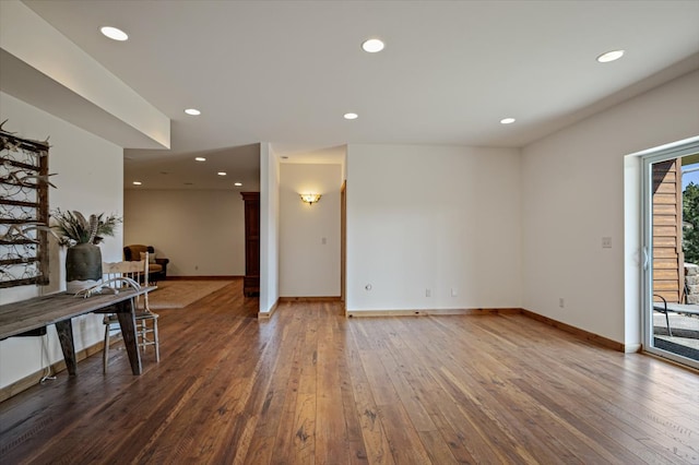 160 Jackson Creek Rd, Clancy, MT 59634 - unfurnished living room with hardwood / wood-style flooring and recessed lighting