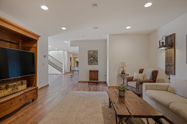 160 Jackson Creek Rd, Clancy, MT 59634 - living room with stairs, recessed lighting, and wood finished floors
