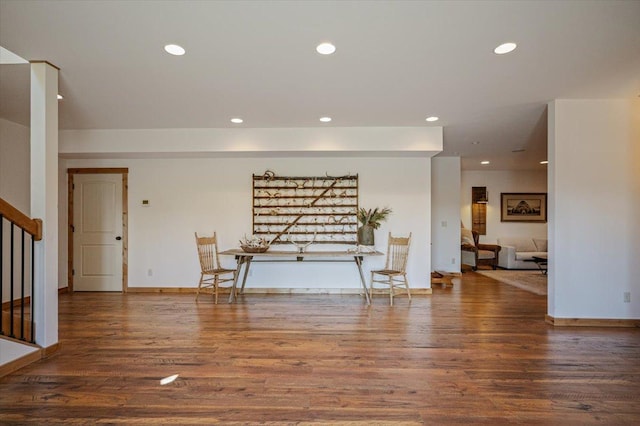 160 Jackson Creek Rd, Clancy, MT 59634 - unfurnished living room featuring recessed lighting, wood finished floors, and stairs