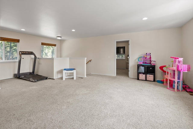 116 Grandview Ter, Lakeside, MT 59922 - workout area with carpet flooring, recessed lighting, and baseboards