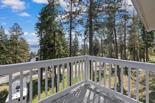 116 Grandview Ter, Lakeside, MT 59922 - wooden deck featuring view of scattered trees
