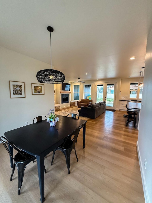 123 Owl Loop, Kalispell, MT 59901 - dining space featuring light wood finished floors, a ceiling fan, recessed lighting, and baseboards