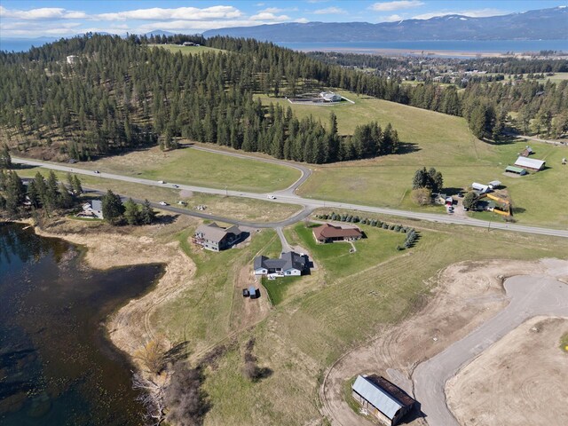 21 Bear Paw Loop, Bigfork, MT 59911 - aerial overview of property's location with a water and mountain view and rural landscape