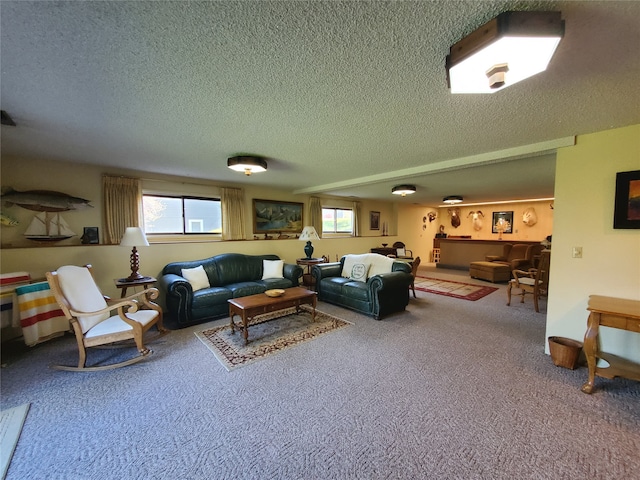 3208 Paul Ln, Missoula, MT 59803 - living room featuring a textured ceiling and carpet flooring
