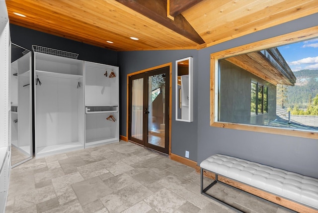 15 Copper Ridge Rd, Trout Creek, MT 59874 - interior space featuring wood ceiling, baseboards, stone tile flooring, and recessed lighting