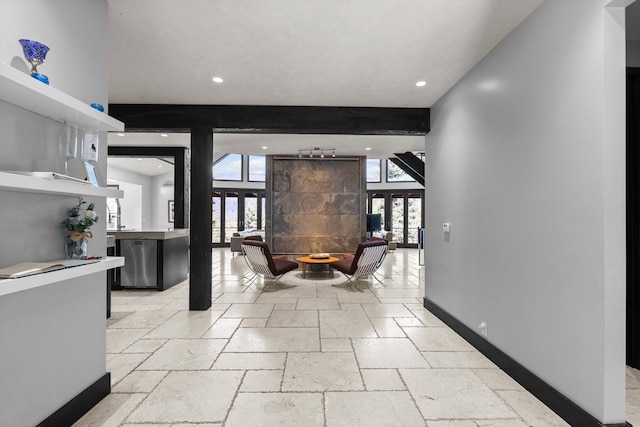 15 Copper Ridge Rd, Trout Creek, MT 59874 - hallway with stone tile floors, baseboards, and recessed lighting