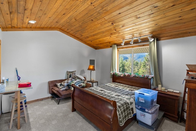 15 Copper Ridge Rd, Trout Creek, MT 59874 - carpeted bedroom with wooden ceiling, lofted ceiling, and baseboards