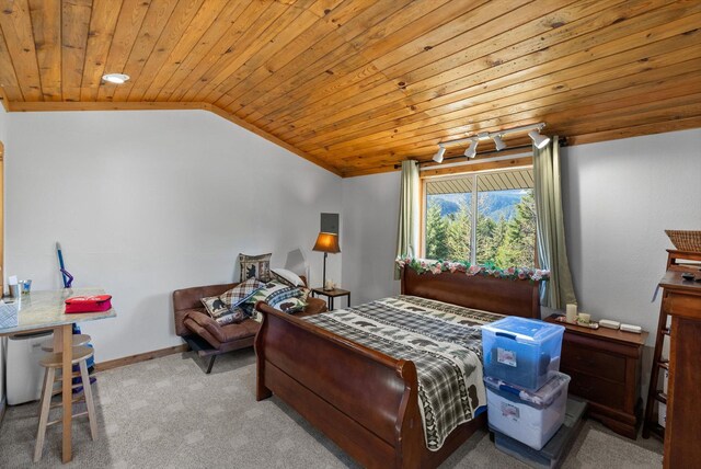 15 Copper Ridge Rd, Trout Creek, MT 59874 - carpeted bedroom with wooden ceiling, vaulted ceiling, and baseboards