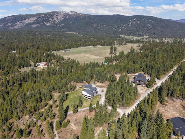 15 Copper Ridge Rd, Trout Creek, MT 59874 - aerial view of property and surrounding area with a forest and a mountain backdrop