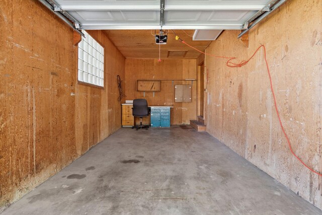 garage with a garage door opener