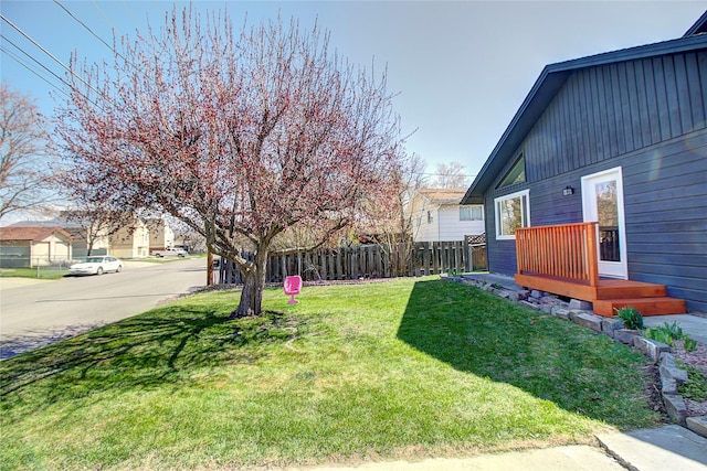 view of yard featuring fence