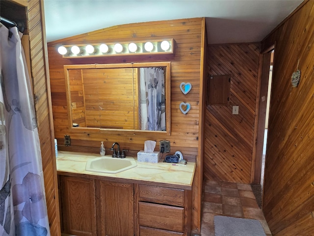 1512 Gaylord St, Butte, MT 59701 - bathroom featuring wood walls and vanity