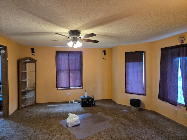1512 Gaylord St, Butte, MT 59701 - carpeted spare room with a ceiling fan, visible vents, and a textured ceiling