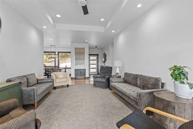 270 Westridge Dr, Somers, MT 59932 - living area featuring recessed lighting, ceiling fan, and carpet flooring