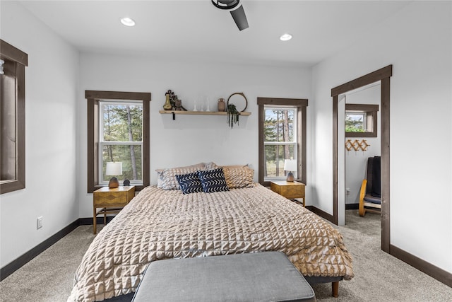 270 Westridge Dr, Somers, MT 59932 - carpeted bedroom with recessed lighting, ceiling fan, and baseboards