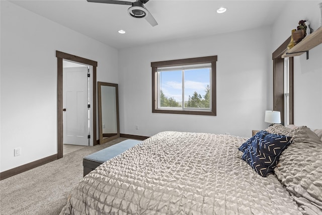 270 Westridge Dr, Somers, MT 59932 - bedroom featuring recessed lighting, ceiling fan, carpet, and baseboards