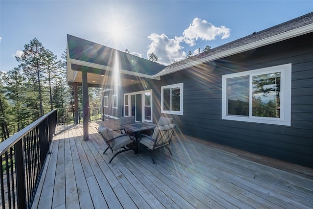 270 Westridge Dr, Somers, MT 59932 - wooden terrace with outdoor dining space