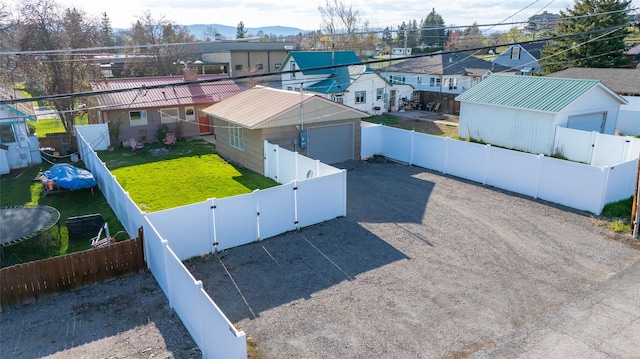 aerial view featuring a residential view and a mountain view