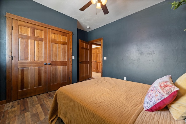 3383 Sora Way, Bozeman, MT 59718 - bedroom with wood finished floors, a closet, and ceiling fan