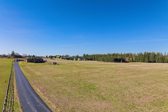 view of yard featuring fence and a rural view
