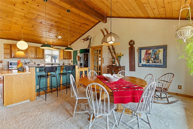 7850 Stegner Dr, Missoula, MT 59808 - dining space with wood ceiling and light carpet