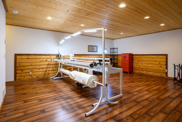 58386 Mt Highway 37, Rexford, MT 59930 - bedroom with recessed lighting, wood-type flooring, and wood ceiling
