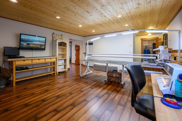58386 Mt Highway 37, Rexford, MT 59930 - game room with wooden ceiling, hardwood / wood-style flooring, and recessed lighting