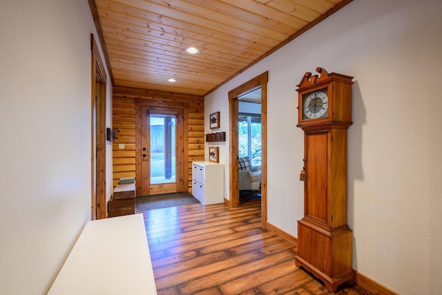 58386 Mt Highway 37, Rexford, MT 59930 - entryway featuring wooden ceiling, wood-type flooring, recessed lighting, and baseboards
