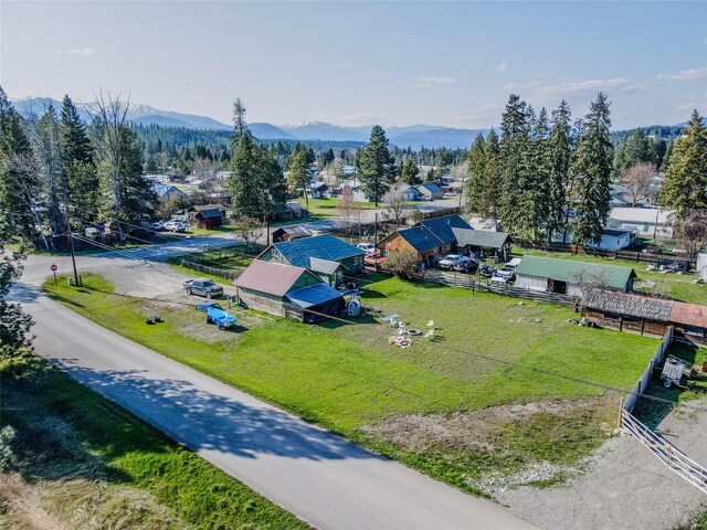 drone / aerial view with a mountain view