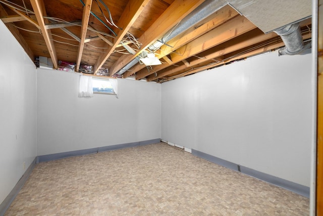 below grade area with baseboards