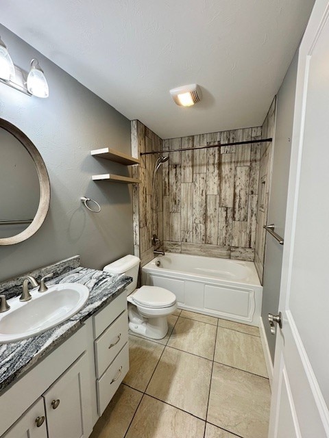 3554 Fasbender Ct, Helena, MT 59602 - bathroom featuring tile patterned floors, shower / washtub combination, vanity, and toilet