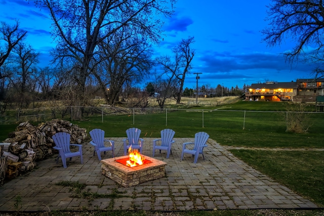 11 Wilson Butte Rd, Great Falls, MT 59405 - patio terrace at dusk with a fire pit and a patio