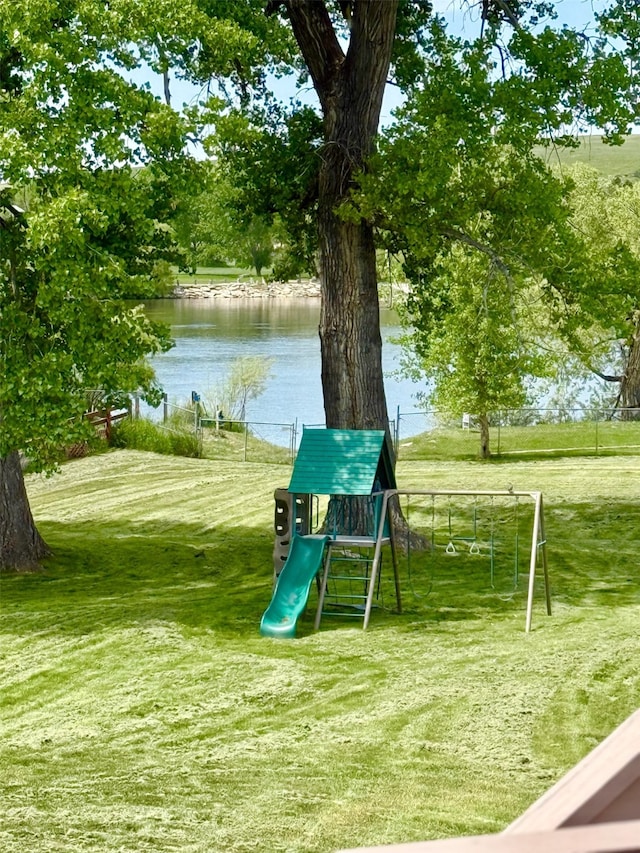 11 Wilson Butte Rd, Great Falls, MT 59405 - view of jungle gym featuring a water view and a yard