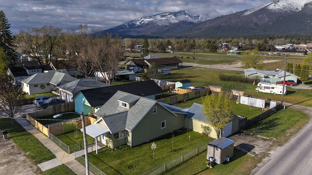 drone / aerial view with a mountain view