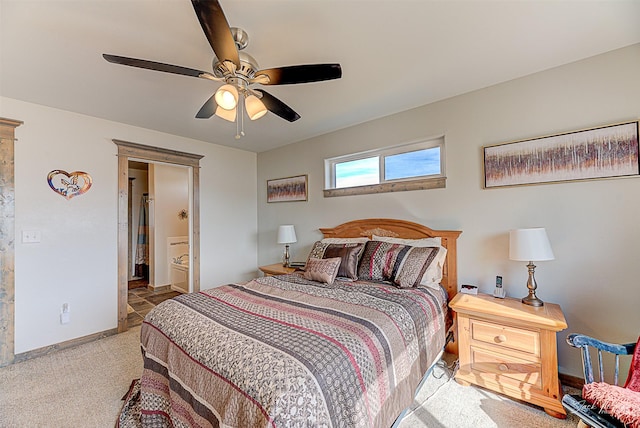 3875 Saint Marys Rd, East Helena, MT 59635 - bedroom featuring carpet floors, ceiling fan, and connected bathroom