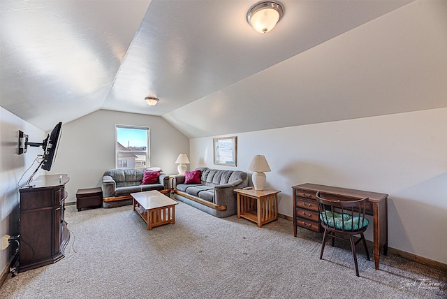 3875 Saint Marys Rd, East Helena, MT 59635 - carpeted living area with baseboards and lofted ceiling