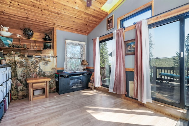 103 Tamarack Woods Dr, Lakeside, MT 59922 - entryway with vaulted ceiling, wooden ceiling, and wood finished floors