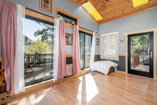 103 Tamarack Woods Dr, Lakeside, MT 59922 - entryway with wood finished floors, vaulted ceiling, and wooden ceiling