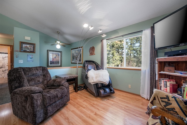 103 Tamarack Woods Dr, Lakeside, MT 59922 - sitting room with a ceiling fan, light wood-style flooring, and lofted ceiling