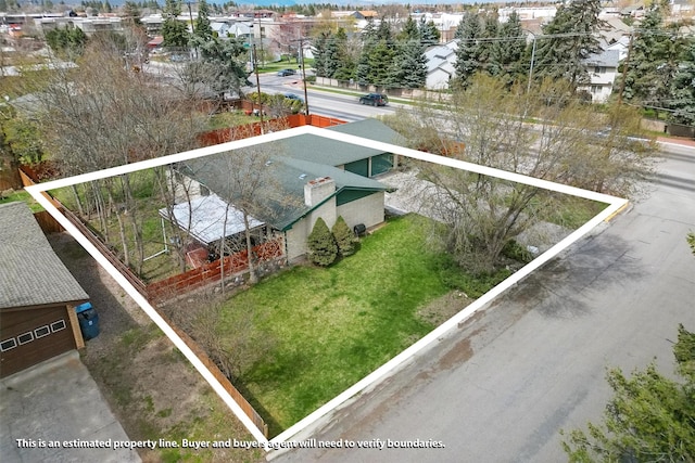 drone / aerial view with a residential view