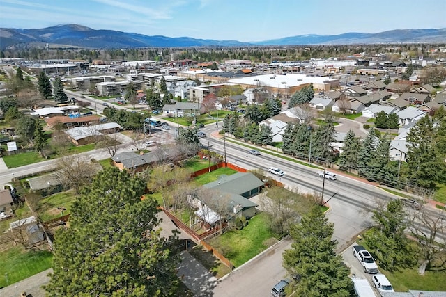 bird's eye view featuring a mountain view and a residential view