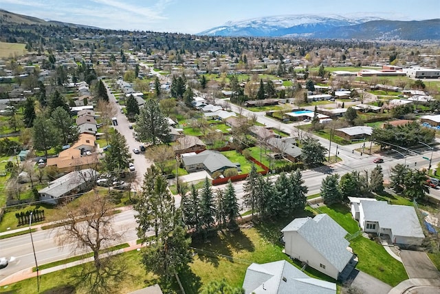 bird's eye view with a residential view and a mountain view